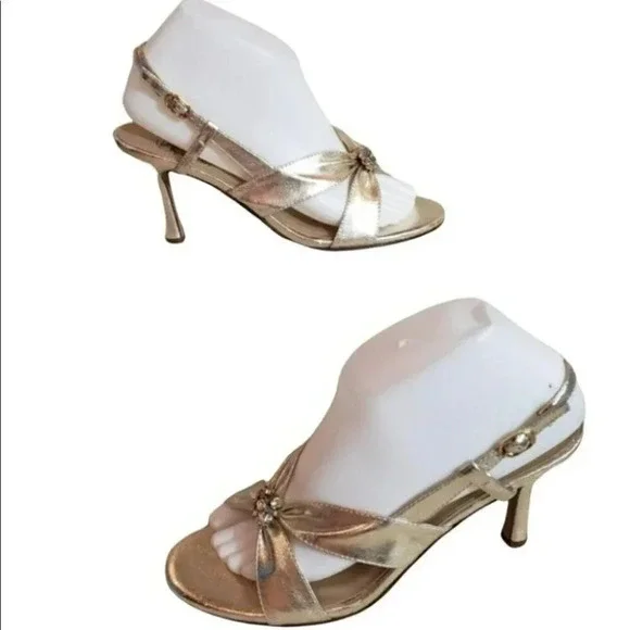 Saugus special occasion gold w/ rhinestones heels - Picture 3 of 8